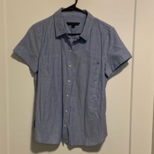 Polka dot shirt sleeve button down size M